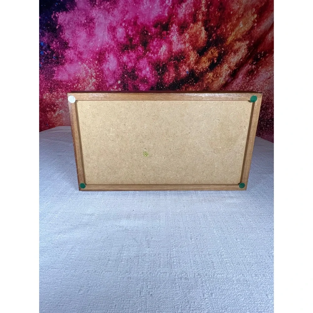 Vintage 1970s Floral Tapestry Jewelry Box Wood Mirrored Vanity Keepsake Box